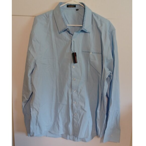 Unbranded Other - Men's HISDERN Long Sleeve Formal Dress Shirt Blue Size XL